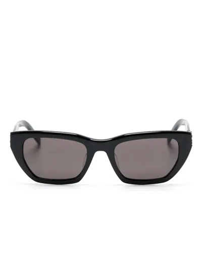 Saint Laurent Logo-plaque Cat-eye Sunglasses In 黑色
