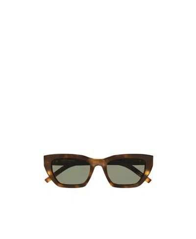 Saint Laurent Logo-plaque Cat-eye Sunglasses In Gray