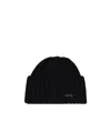 Saint Laurent Logo-plaque Chunky Knit Cashmere Beanie In Black