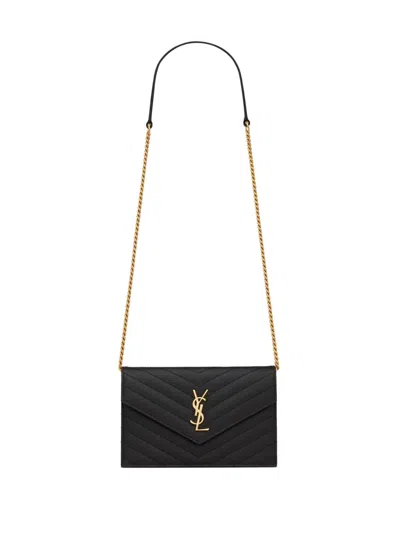 Saint Laurent Logo-plaque Crossbody Bag In Black