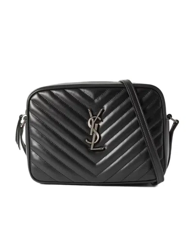 Saint Laurent Logo-plaque Crossbody Bag In Black