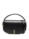 Saint Laurent Logo-plaque Curved Shoulder Bag In Black