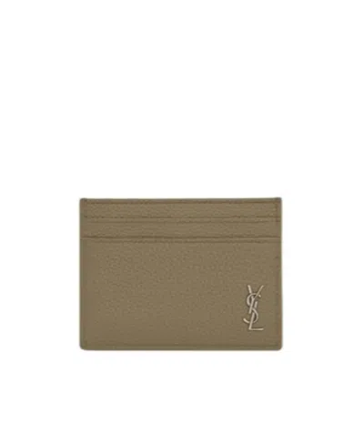 Saint Laurent Logo-plaque Detail Card Holder In Green