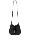 Saint Laurent Logo-plaque Drawstring Crossbody Bag In Black