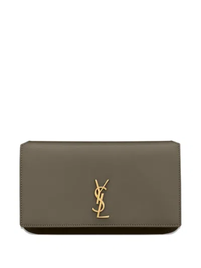 Saint Laurent Logo-plaque Flap Mini Bag In Green