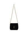 Saint Laurent Logo Plaque Foldover Top Shoulder Bag In Black