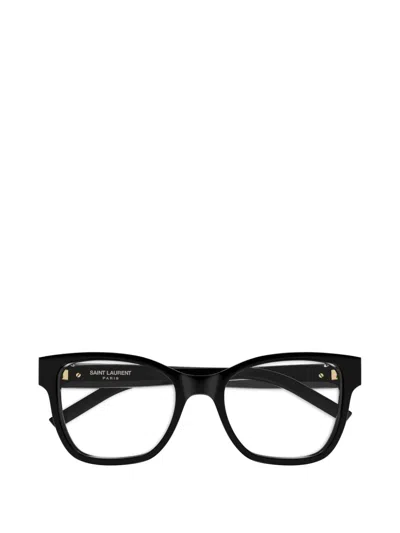 Saint Laurent Logo-plaque Glasses In Black