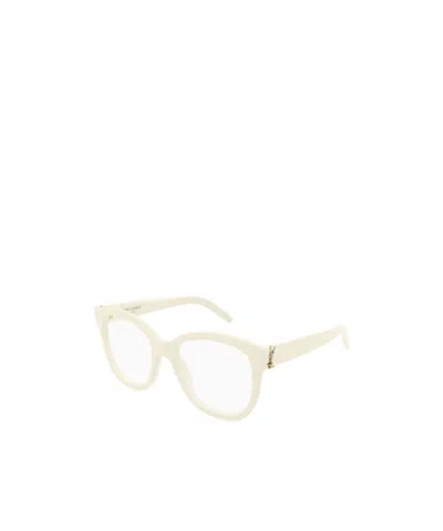 Saint Laurent Logo-plaque Glasses In White