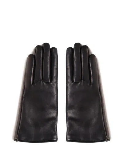 Saint Laurent Logo-plaque Gloves In Black