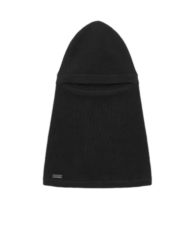 Saint Laurent Logo-plaque Knitted Balaclava In Black