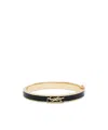 Saint Laurent Logo-plaque Leather Bangle In Green