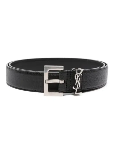 Saint Laurent Logo-plaque Leather Belt
