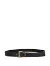 Saint Laurent Cassandre Belt With Square Buckle In Smooth Leather In Black