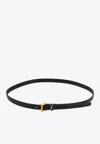 Saint Laurent Logo Plaque Leather Belt In Black