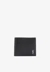 Saint Laurent Logo-plaque Leather Bi-fold Wallet In Black