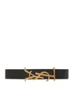 Saint Laurent Logo-plaque Leather Bracelet In Black