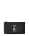 Saint Laurent Logo Plaque Leather Card Holder