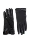 Saint Laurent Logo-plaque Leather Gloves In Black