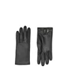 Saint Laurent Logo-plaque Leather Gloves In Black