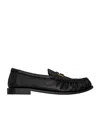 Saint Laurent Soft Loafers With Cassandre Decoration And Hand-stitched Moc Toe Shoes In Black
