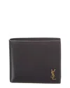 Saint Laurent Compact Leather Wallet With Interlocking Ysl Logo In Black