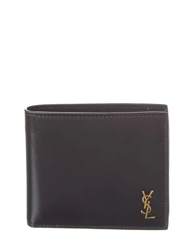 SAINT LAURENT SAINT LAURENT LOGO PLAQUE LEATHER WALLET