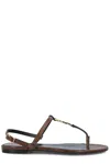 Saint Laurent Women's Cassandra Flats Sandals In Macadamia Brown