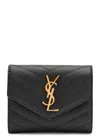 Saint Laurent Logo-plaque Quilted Envelope Wallet In Black