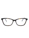 Saint Laurent Logo-plaque Rectangle-frame Glasses In Brown