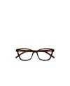 Saint Laurent Logo-plaque Rectangle-frame Glasses In Brown