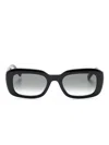 Saint Laurent Logo-plaque Rectangle-frame Sunglasses In 黑色