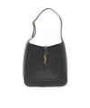 Saint Laurent Le 5a7 Large Ysl Shoulder Hobo Bag In Smooth Leather In Black