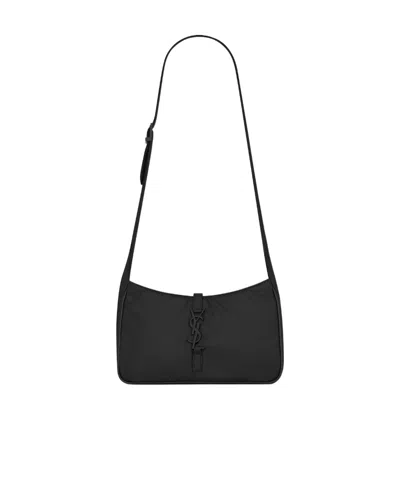 Saint Laurent Logo-plaque Shoulder Bag In Black