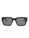 Saint Laurent Logo-plaque Square-frame Sunglasses In 001 Black