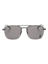 Saint Laurent Logo-plaque Square-frame Sunglasses In Black