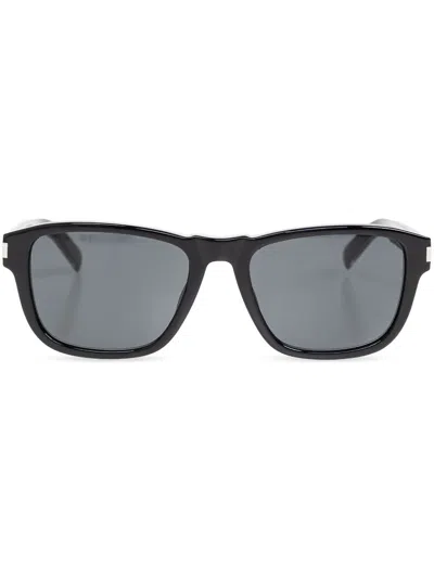 Saint Laurent Logo标牌方框太阳眼镜 In Gray