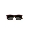 Saint Laurent Logo-plaque Square-frame Sunglasses In Gray