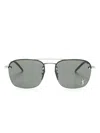 Saint Laurent Logo-plaque Square-frame Sunglasses In Black