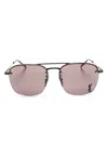Saint Laurent Logo-plaque Square Sunglasses In Schwarz