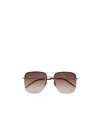 Saint Laurent Ysl Plaque Square Lens Sunglasses In Nude