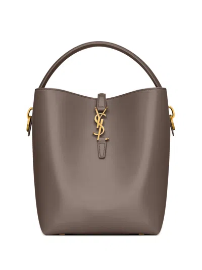 Saint Laurent Logo-plaque Top-handle Tote Bag In Brown