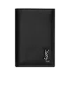 Saint Laurent Leather Wallet With Frontal Monogram In Black