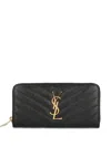 Saint Laurent Women Cassandre Leather Continental Wallet In Black