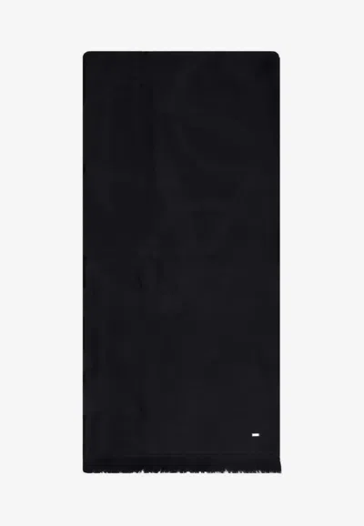 Saint Laurent Logo-plate Wool Scarf In Black