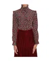 Saint Laurent Women Stand Up Collar Blouse In Red