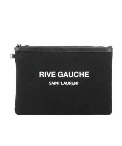 Saint Laurent Logo-print Clutch In Black