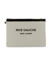 Saint Laurent Logo-print Clutch In Nude