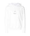 Saint Laurent Signature Logo Cropped Hooded Sweatshirt In White