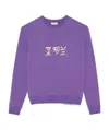 Saint Laurent Logo-print Cotton Sweatshirt In Purple