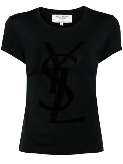 Pre-owned Saint Laurent Logo-print Cotton T-shirt In Black